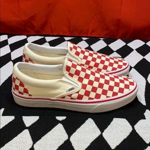 Vans Classic Slip On Primary Check Racing Red